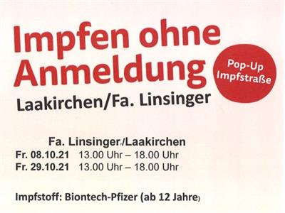 Impfen ohne Anmeldung Laakirchen/Fa. Linsinger